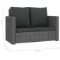 Preview: 2-tlg. Garten-Lounge-Set mit Kissen Poly Rattan Grau
