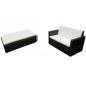 Preview: 2-tlg. Garten-Lounge-Set mit Kissen Poly Rattan Schwarz