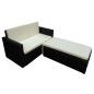 Preview: 2-tlg. Garten-Lounge-Set mit Kissen Poly Rattan Schwarz