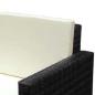Preview: 2-tlg. Garten-Lounge-Set mit Kissen Poly Rattan Schwarz