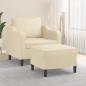 Preview: ARDEBO.de - Sessel mit Hocker Creme 60 cm Stoff
