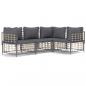 Preview: 4-tlg. Garten-Lounge-Set mit Kissen Anthrazit Poly Rattan