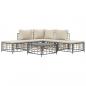 Preview: 6-tlg. Garten-Lounge-Set mit Kissen Anthrazit Poly Rattan