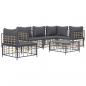Preview: 6-tlg. Garten-Lounge-Set mit Kissen Anthrazit Poly Rattan