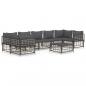 Preview: 8-tlg. Garten-Lounge-Set mit Kissen Anthrazit Poly Rattan