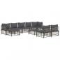Preview: 10-tlg. Garten-Lounge-Set mit Kissen Anthrazit Poly Rattan