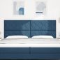 Preview: Kopfteile Diamantblock Design Blau 200 cm Stoff
