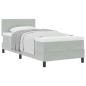 Preview: Boxspringbett mit Matratze Hellgrau Einzelvelours