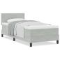 Preview: Boxspringbett mit Matratze Hellgrau Einzelvelours