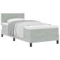 Preview: Box Spring Bett mit Matratze Hellgrau 100x200 cm Samt