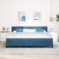 Preview: Boxspringbett mit Matratze Dunkelblau 200x200 cm Samt