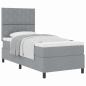 Preview: Hellgraues Boxspringbett mit Matratze 90x200 cm aus Stoff