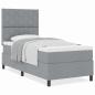 Preview: Hellgraues Boxspringbett mit Matratze 90x200 cm aus Stoff