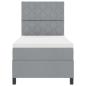 Preview: Hellgraues Boxspringbett mit Matratze 90x200 cm aus Stoff