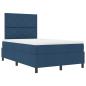 Preview: Boxspringbett mit Matratze Blau Kleindoppelstoff