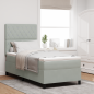 Preview: Boxspringbett mit Matratze Hellgrau 100x200 cm Samt