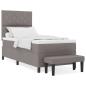 Preview: Boxspringbett mit Matratze & Bank Taupe 100x200 cm Stoff