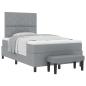 Preview: Boxspringbett mit Matratze & Bank Hellgrau 120x190 cm Stoff
