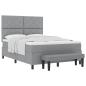 Preview: Boxspringbett mit Matratze & Bank Hellgrau 140x190 cm Stoff