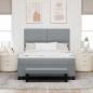 Preview: Boxspringbett mit Matratze & Bank Hellgrau 140x190 cm Stoff