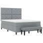 Preview: Boxspringbett mit Matratze & Bank Hellgrau 140x190 cm Stoff