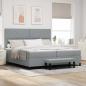 Preview: ARDEBO.de - Boxspringbett mit Matratze & Bank Hellgrau 200x200 cm Stoff