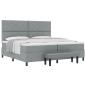 Preview: Boxspringbett mit Matratze & Bank Hellgrau 200x200 cm Stoff