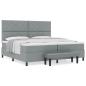 Preview: Boxspringbett mit Matratze & Bank Hellgrau 200x200 cm Stoff