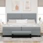 Preview: Boxspringbett mit Matratze & Bank Hellgrau 200x200 cm Stoff