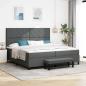 Preview: ARDEBO.de - Boxspringbett mit Matratze & Bank Dunkelgrau 200x200 cm Stoff