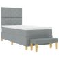 Preview: Boxspringbett mit Matratze & Bank Hellgrau 90x190 cm Stoff