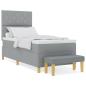 Preview: Boxspringbett mit Matratze & Bank Hellgrau 90x190 cm Stoff