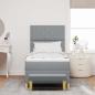 Preview: Boxspringbett mit Matratze & Bank Hellgrau 90x190 cm Stoff