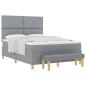 Preview: Boxspringbett mit Matratze & Bank Hellgrau 140x190 cm Stoff