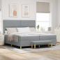 Preview: ARDEBO.de - Boxspringbett mit Matratze und Bank hellgrau 200x200 cm Stoff