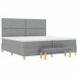 Preview: Boxspringbett mit Matratze und Bank hellgrau 200x200 cm Stoff