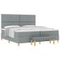 Preview: Boxspringbett mit Matratze und Bank hellgrau 200x200 cm Stoff