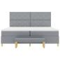 Preview: Boxspringbett mit Matratze und Bank hellgrau 200x200 cm Stoff