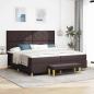 Preview: ARDEBO.de - Boxspringbett mit Matratze & Bank Dunkelbraun 200x200 cm Stoff