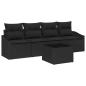 Preview: ARDEBO.de - 5-teiliges Garten-Esstisch-Set mit Kissen Schwarz Poly Rattan