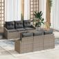 Preview: ARDEBO.de - 7-teiliges Garten Sofa Set mit Kissen Grau Poly Rattan