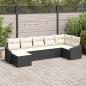 Preview: ARDEBO.de - 7-teiliges Garten-Esszimmer-Set mit Kissen Schwarz Poly-Rattan