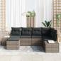 Preview: 6-teiliges Garten-Sofa-Set mit Kissen Grau Poly Rattan