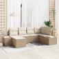 Preview: ARDEBO.de - 6-teiliges Garten-Sofa-Set mit Kissen Beige Poly-Rattan