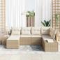 Preview: 6-teiliges Garten-Sofa-Set mit Kissen Beige Poly-Rattan