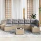 Preview: ARDEBO.de - 8-teiliges Garten Sofa Set mit Kissen in Schwarz Poly Rattan