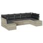 Preview: 7-teiliges Garten-Sofa-Set mit Kissen in hellgrau Poly-Rattan