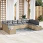 Preview: ARDEBO.de - 10-teiliges Garten Sofa Set mit Kissen Beige Poly Rattan