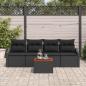 Preview: 5-teiliges Garten-Sofa-Set mit Kissen Schwarz Poly-Rattan Akazie