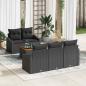 Preview: ARDEBO.de - 6-teiliges Garten-Sofa-Set mit Kissen Schwarz Poly-Rattan Akazie